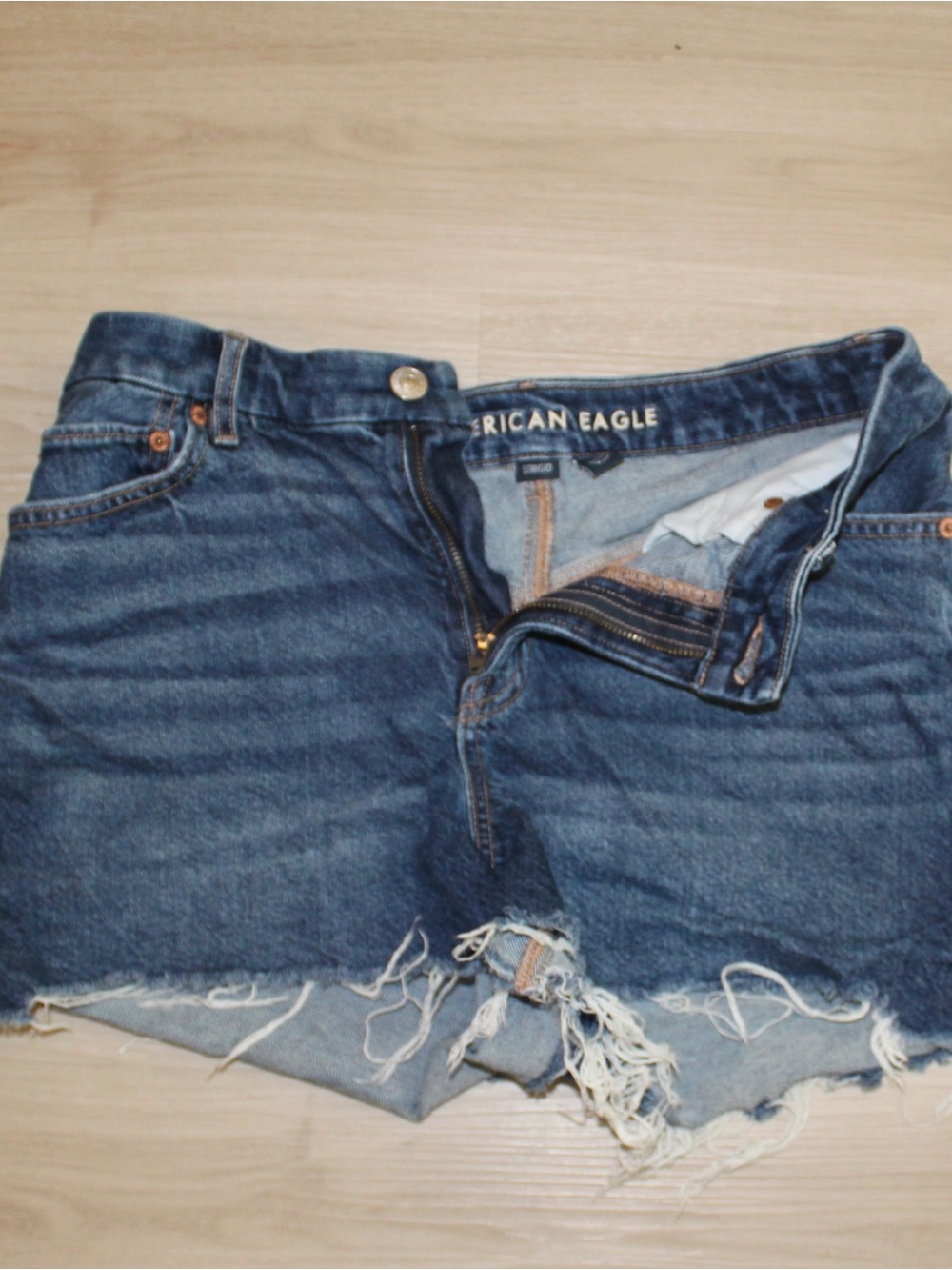 American Eagle Outfitters Distressed Dark Blue Denim Cutoff Shorts